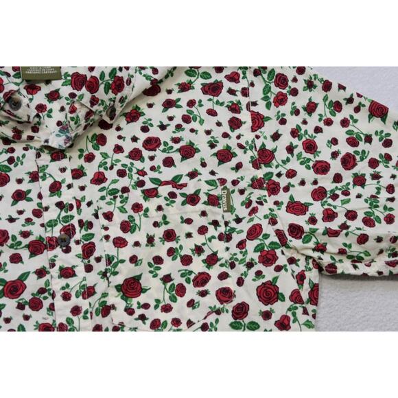 Dravus Mountain Camp Shirt Floral Roses Button Up Mens Size Small - Picture 6 of 8